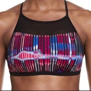 Nike Fuchsia and Black Halter Top Swimswear Size M